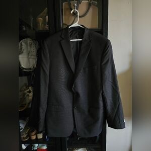 Calvin Klein Like New Formal 2 Button Mens 44L Grey Print Blazer Suit Jacket